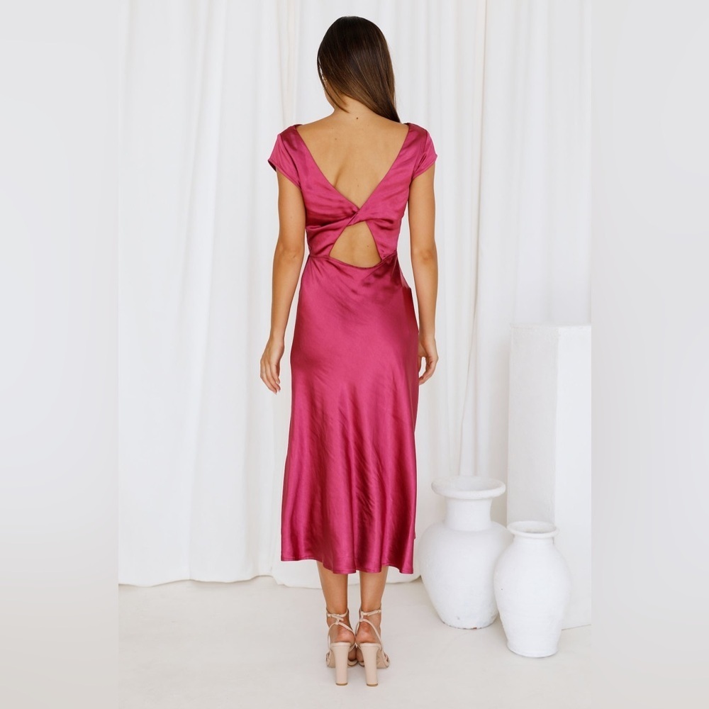 Hello Molly FAITHFUL NIGHTS Satin Midi Dress Size 6 - Picture 3 of 9